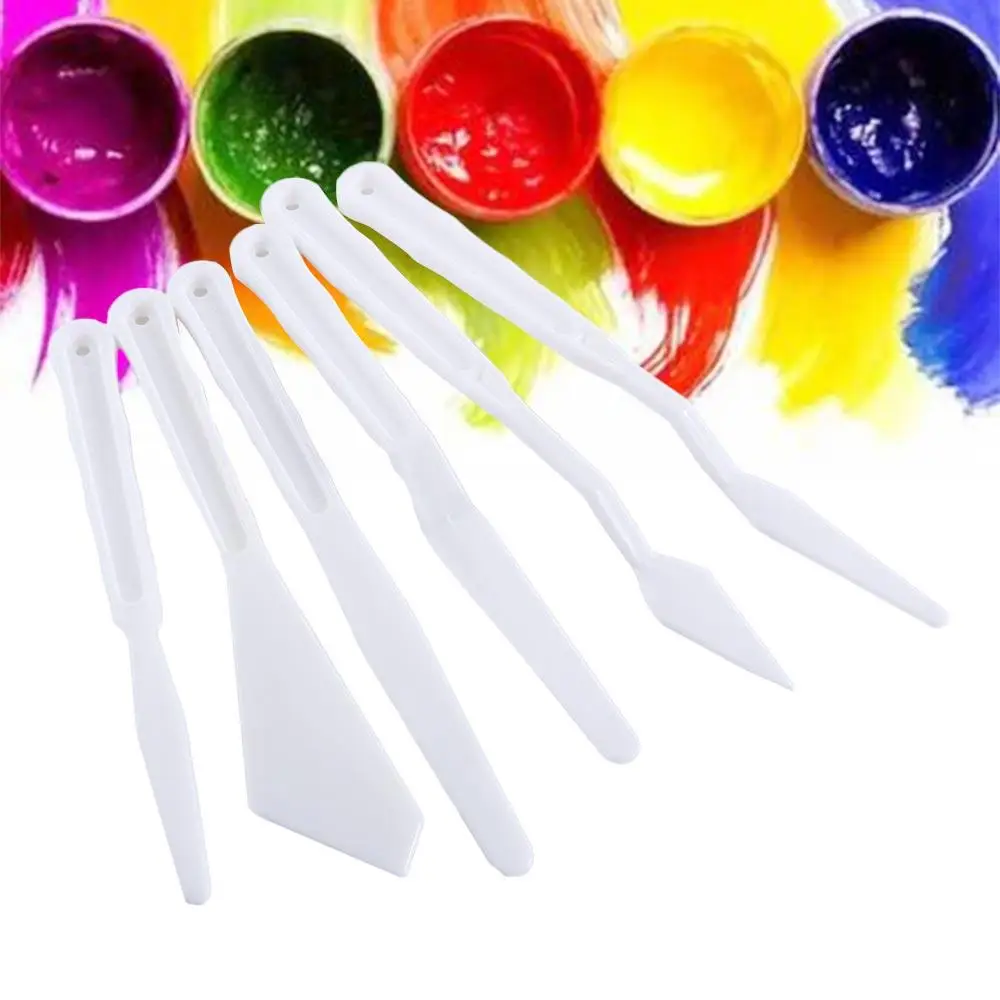 6Pcs Canvas Different Styles Oil Acrylic Painting Plastic Art Tools Palette Knives Painting Spatula