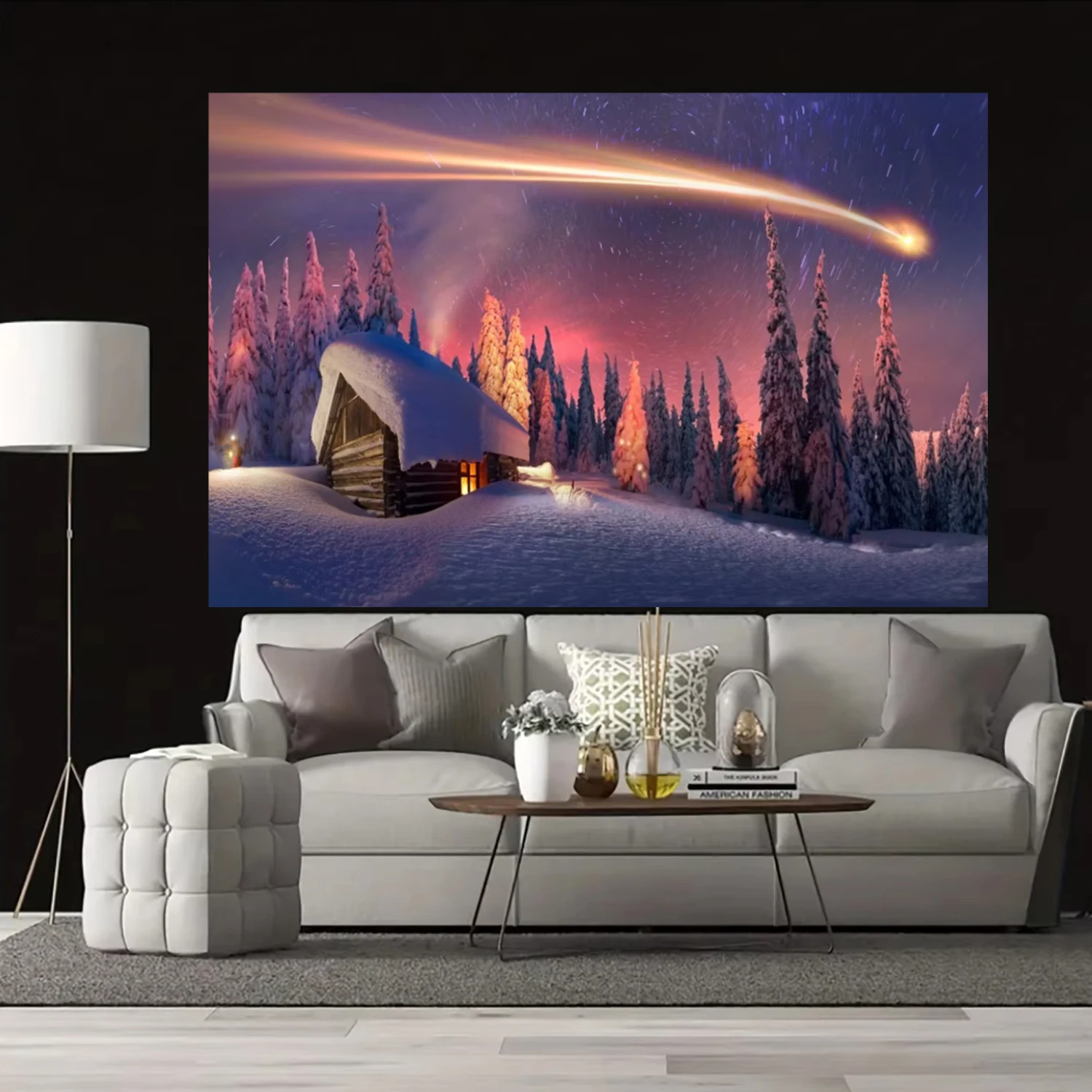 Winter Landscape Theme Christmas Village Background Snow Town House Street Snowfield Party Family Photography Decoration Prop