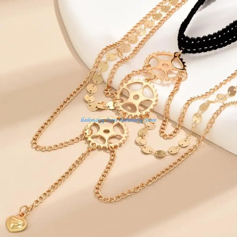 573B امرأة متعددة الطبقات الجوف خارج والعتاد سلسلة السيدات روك الصيف شاطئ البحر الساق سلسلة