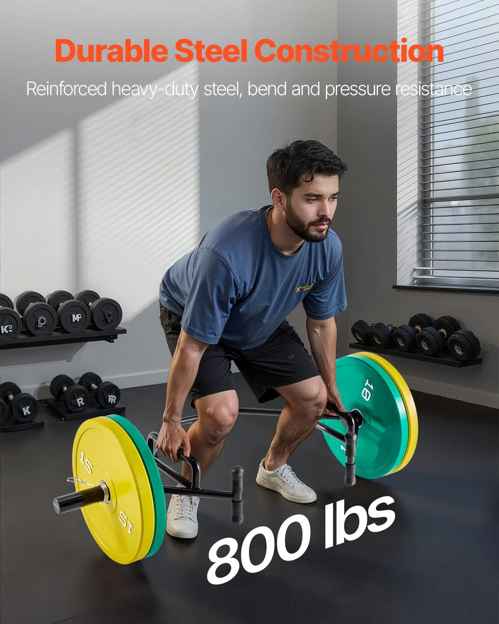 Шестигранная штанга с открытой рамой, 800 фунтов, шестигранная штанга с рукавами 2 дюйма и ручками с накаткой для приседаний, становой тяги, плечевого пресса