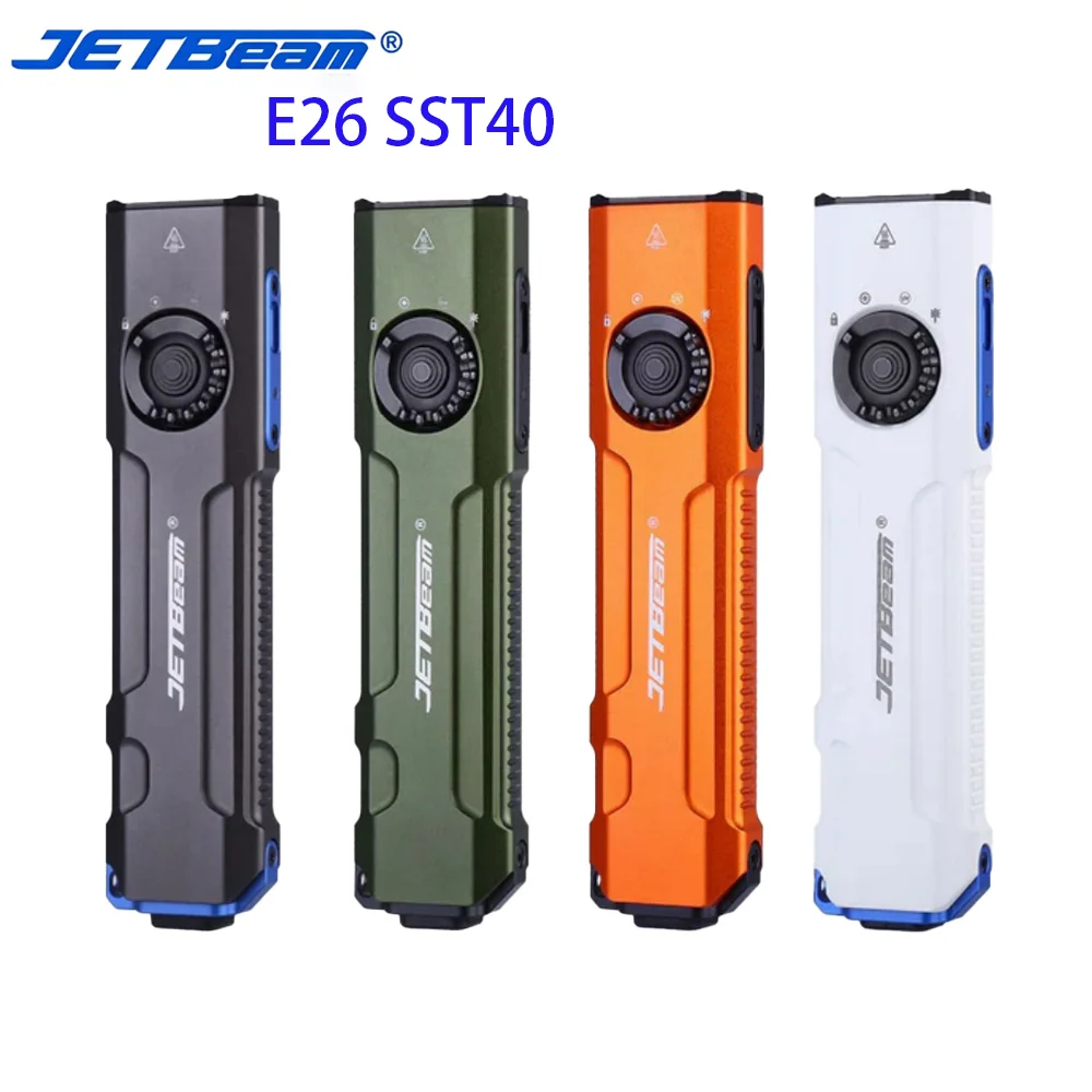 JETBeam E26 UV Kunai SST40 Rechargeable ED Flashlight 4 Constant Brightness Mode Strobe+1300mW UV+Green Beam Combo 2000 Lumens