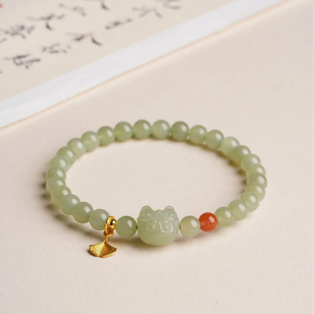 Natural Hetian Jade Bracelet for Women Handwoven New Chinese Style Delicate Bracelet Gifts