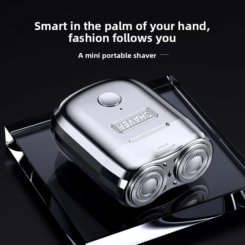 ماكينة حلاقة كهربائية صغيرة مغناطيسية مزدوجة الرأس سرعتين شحن USB ماكينة حلاقة كهربائية محمولة للرجال مع شبكة شفرة منحنية مزدوجة الحلقة
