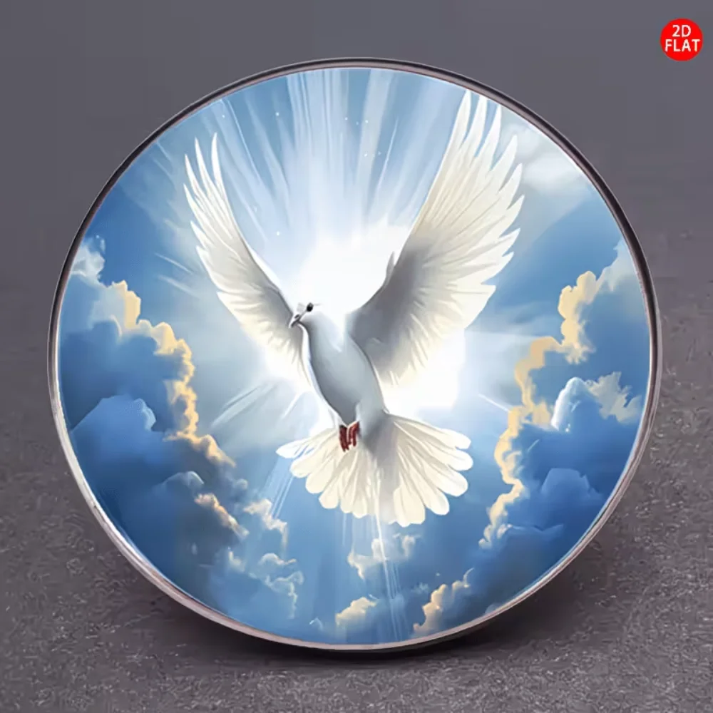 Blue Sky Radiance Holy Radiance Peace Dove Brooch Stainless Steel Flat Dropper Pin Clothes Backpacks Decorative Accessories