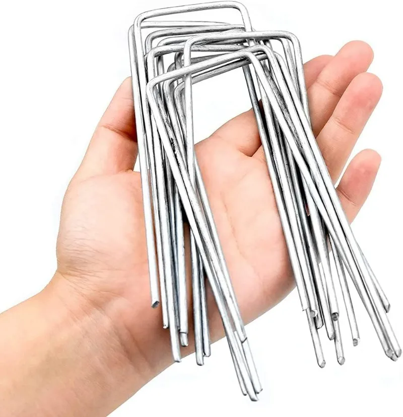 U-Shaped Landscape Staples Heavy Duty Garden Stakes Spik Sod Pins Fence Lawn Tent Ground Nail Irrigation Hose Securing Pegs