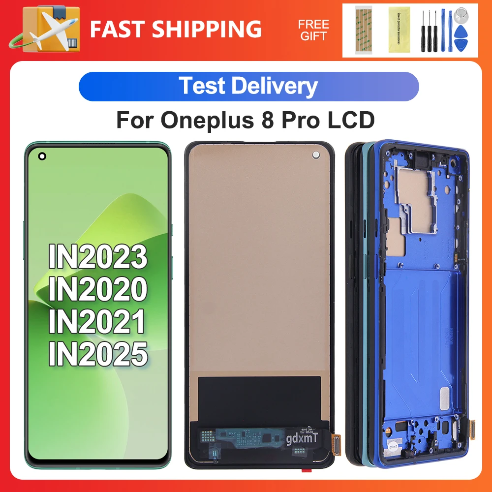 For OnePlus 8 Pro 6.78\'\'Tested 1+8Pro IN2023 IN2020 IN2021 LCD Display Touch Screen Digitizer Assembly Replacement