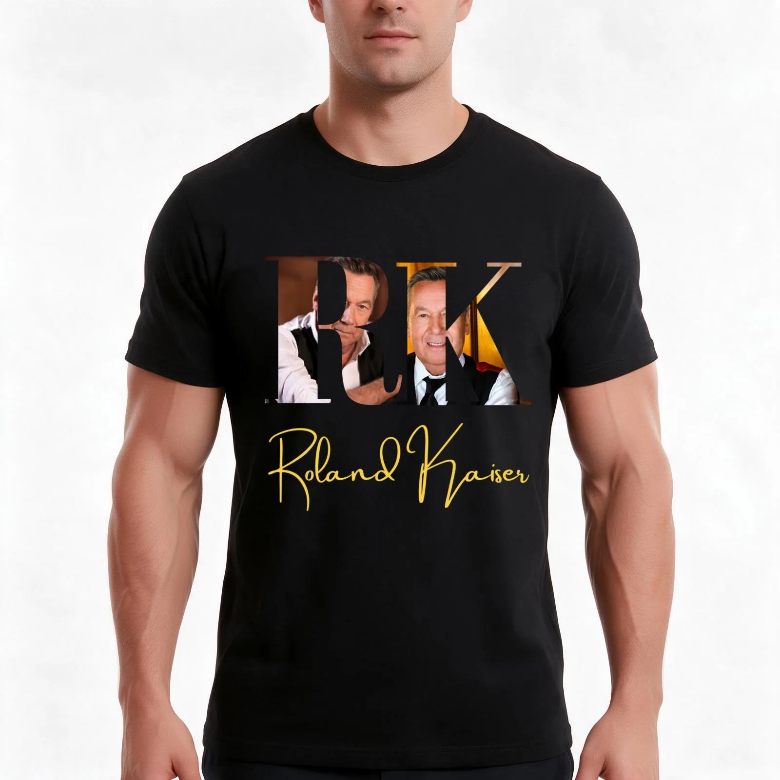 Roland Kaiser T-Shirt, Summer Casual Cotton Tee, Oversized Streetwear Tops, Vintage Graphic Print, Loose Fit Short Sleeve