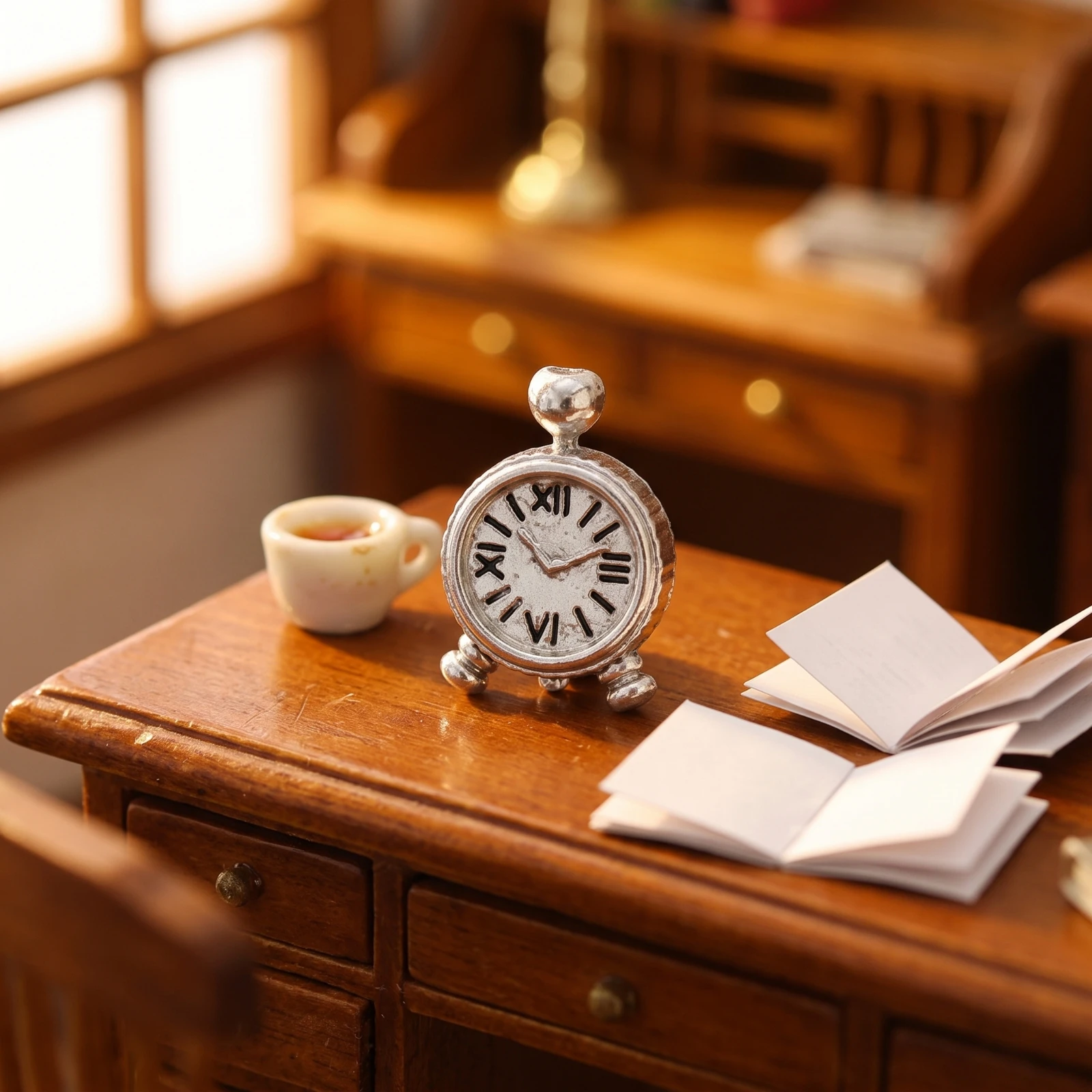 5 Pieces Dollhouse Clock Miniature Mini Clock with Roman Numerals Ornament Compact Realistic for Hobbyists, DIY Craft Scenes