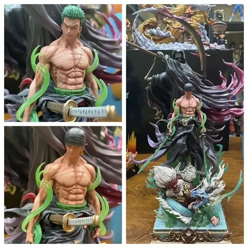 Figura de Zoro de pie de una pieza de 30cm, figura de Anime Death Roronoa, modelo de colección, adorno de habitación, muñecas, juguetes de cumpleaños para niños, regalos