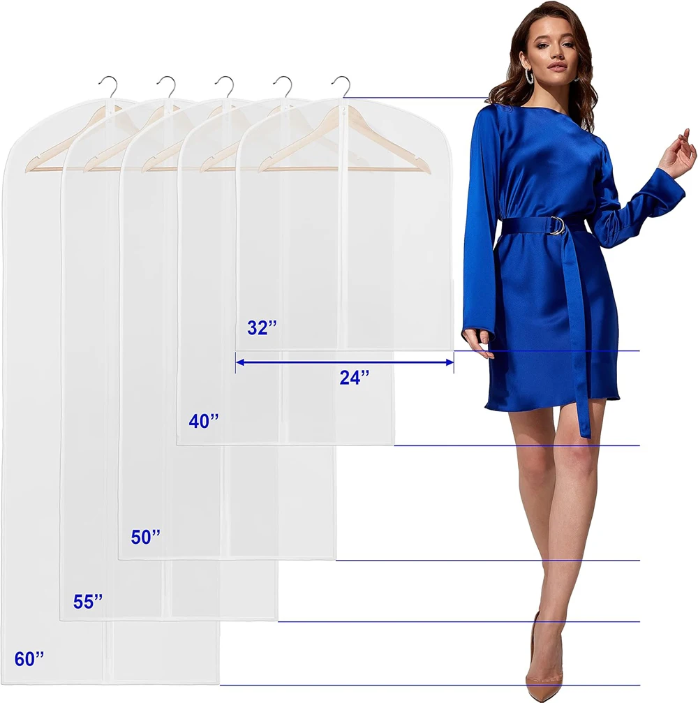 Dustproof Hanging Clothes Dust Cover Suit Dress Protector Clothing Cover Waterproof Fully Enclose Garment Bags Closet Organizer