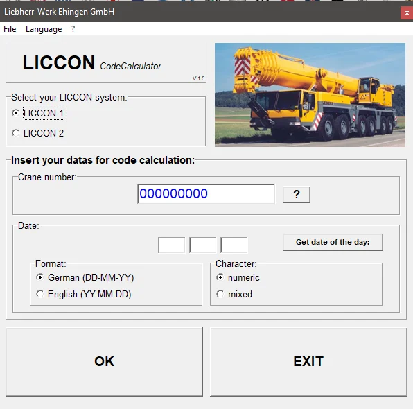 EPC-SOFTWARE Liebherr Liccon 1 & 2 LiWinDiag, LiCanDiag ,LiQuiD E-Mail ,LSB Geberinfo OP Manager Modulinfo,Day Code Calculator