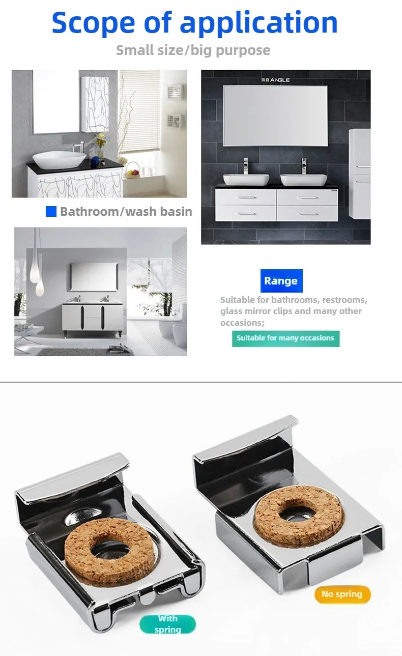 4 Stück Spiegel-Wandhalterungs-Set, Rahmenlose Clips, Montagehalterung, Klemmen, Wandhalterungen für Küche und Wohnzimmer – Detail 2