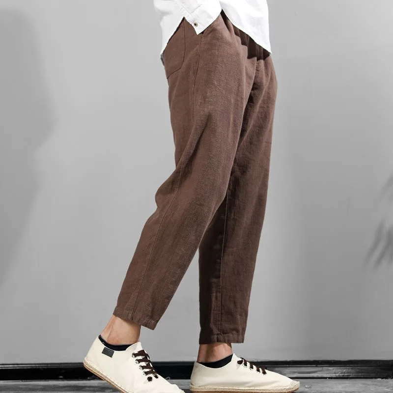 

Lightweight Linen Cotton Casual Pants Men's Summer Loose Wear Resistant Dirt Easy Breezy Straight Leg Trousers for Men