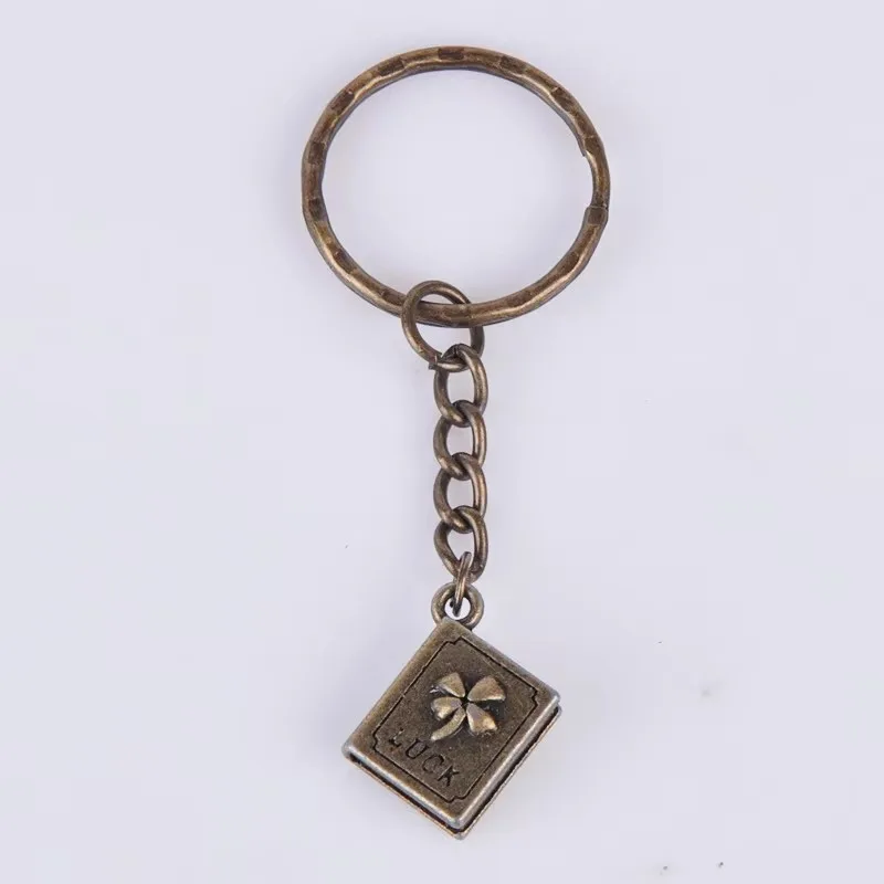 14*12*7MM vintage antique bronze Bible luck dairy book keychain metal alloy key chain key ring jewelry gift for women girl craft