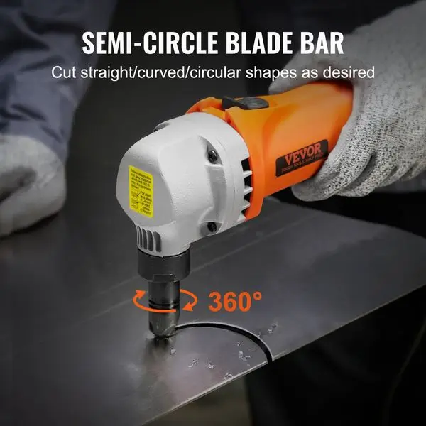 VEVOR Sheet Metal Nibbler, 550W Powerful 2200 RPM High Speed, 360 Degree Rotation Electric Nibbler Metal Cutter, Straight Curve