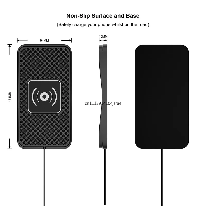 D3 Anti‑Slip Car Wireless Charging Transmitter Pad, Dashboard Fast Wireless Charger Mat for Mobile Phone