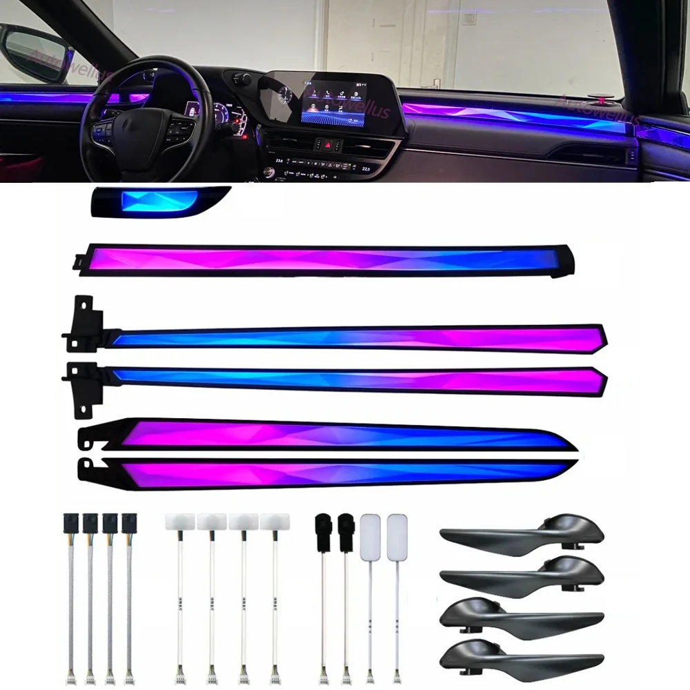 

Дверная ручка управления рулевым колесом, кристалл, активный окружающий свет для Lexus ES 2018-24, аксессуары для панели атмосферной лампы