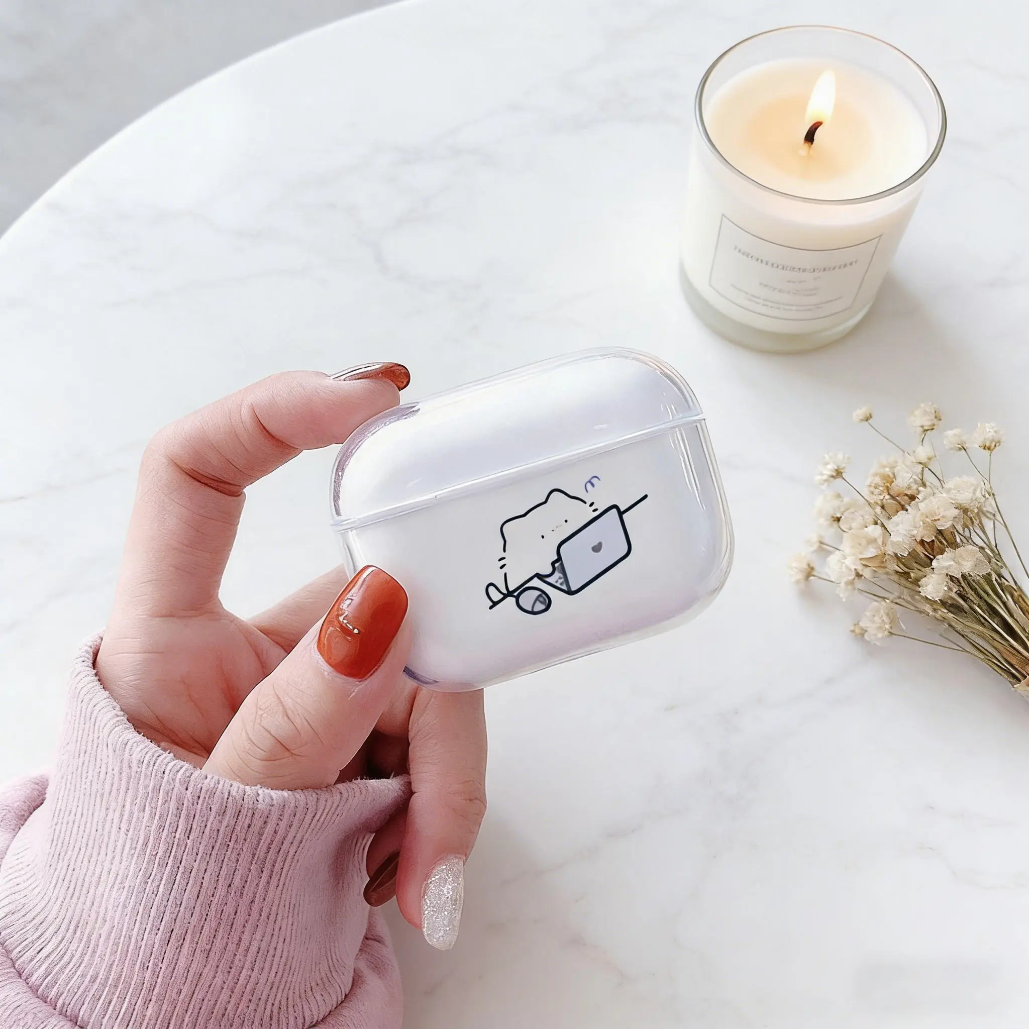 Cute Cat transparent Earphone Case For Airpods Pro3 Generation Cases Hard TPU Clear Headphone Cover For Airpods 4 3 2 soft case