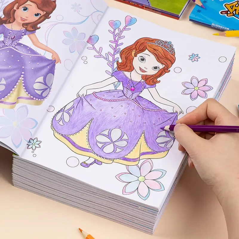 Montessori Early Childhood Education Disney Cartoon Character Prince Frozen Sofia Pixar Coloring Book Drawing Book Reading Stand