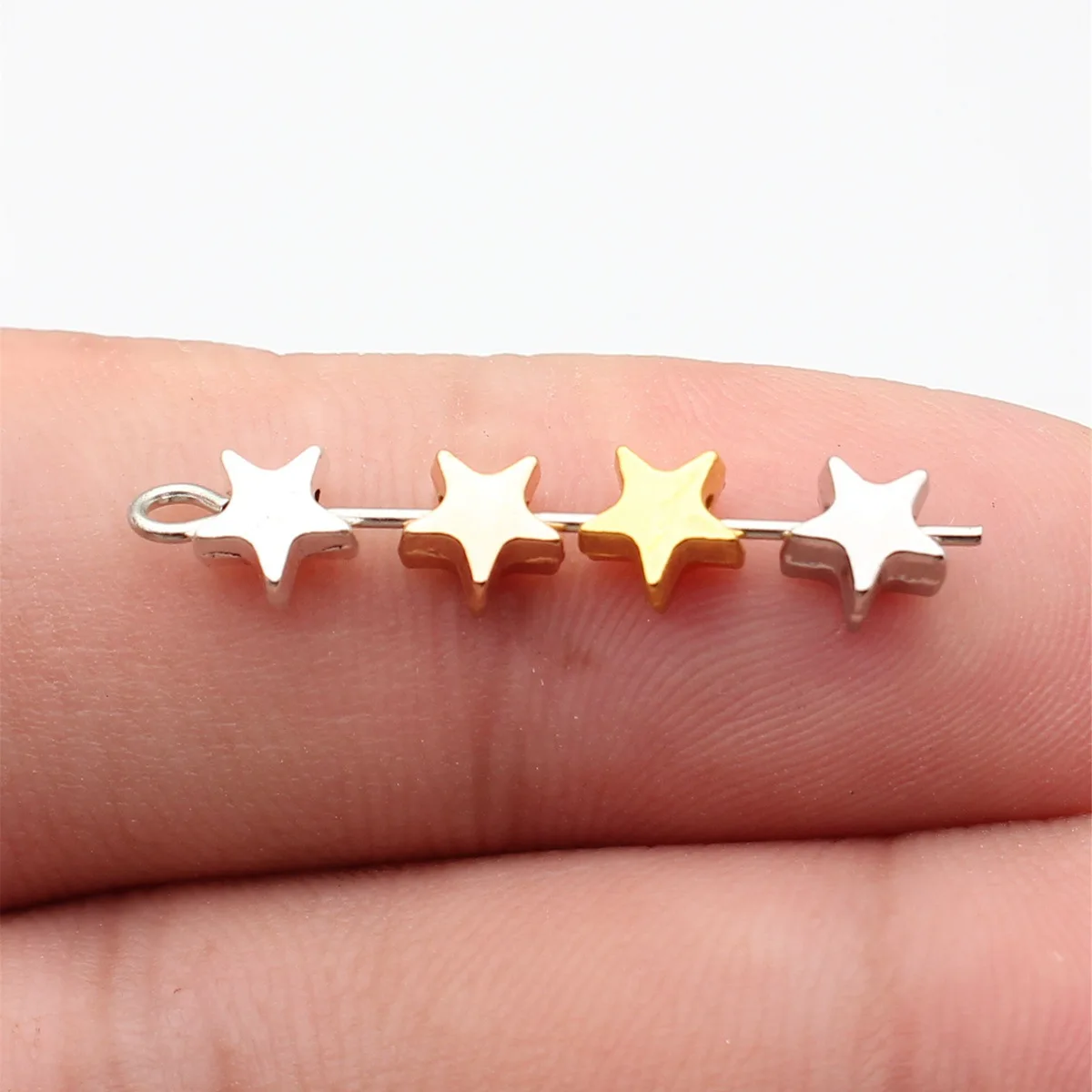 WYSIWYG 100pcs 5.6x5.6x3.2mm 4 Colors Star Small Hole Beads Five-Pointed Star Small Hole Beads For DIY Jewelry Making