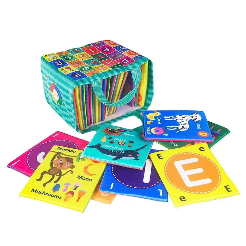 Cloth Learning Flash Cards Soft Kids Alphabet Toy 26 Alphabet Letters And Flora Fauna Awareness Toys For Kids Children Girls