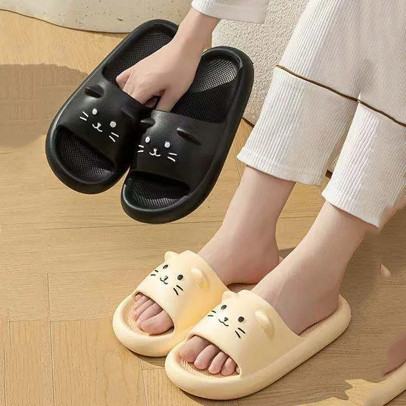 YNPO Parent Child Cartoon Cat Eva Slippers 2026 Summer Comfort Soft Sole Platform Slides Women Non Slip House Bathroom Slippers