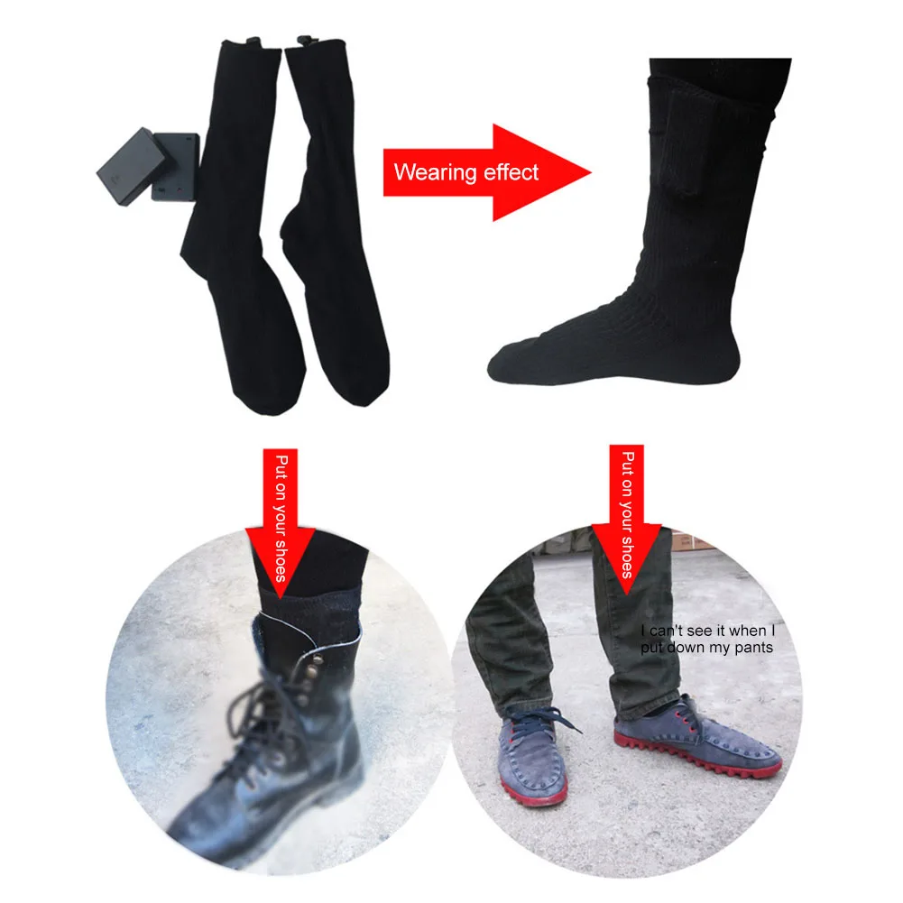 Chaussettes chauffantes électriques avec télécommande, chauffe-pieds thermiques, 3 températures réglables, USB, métropolitain, cyclisme, ski, hiver