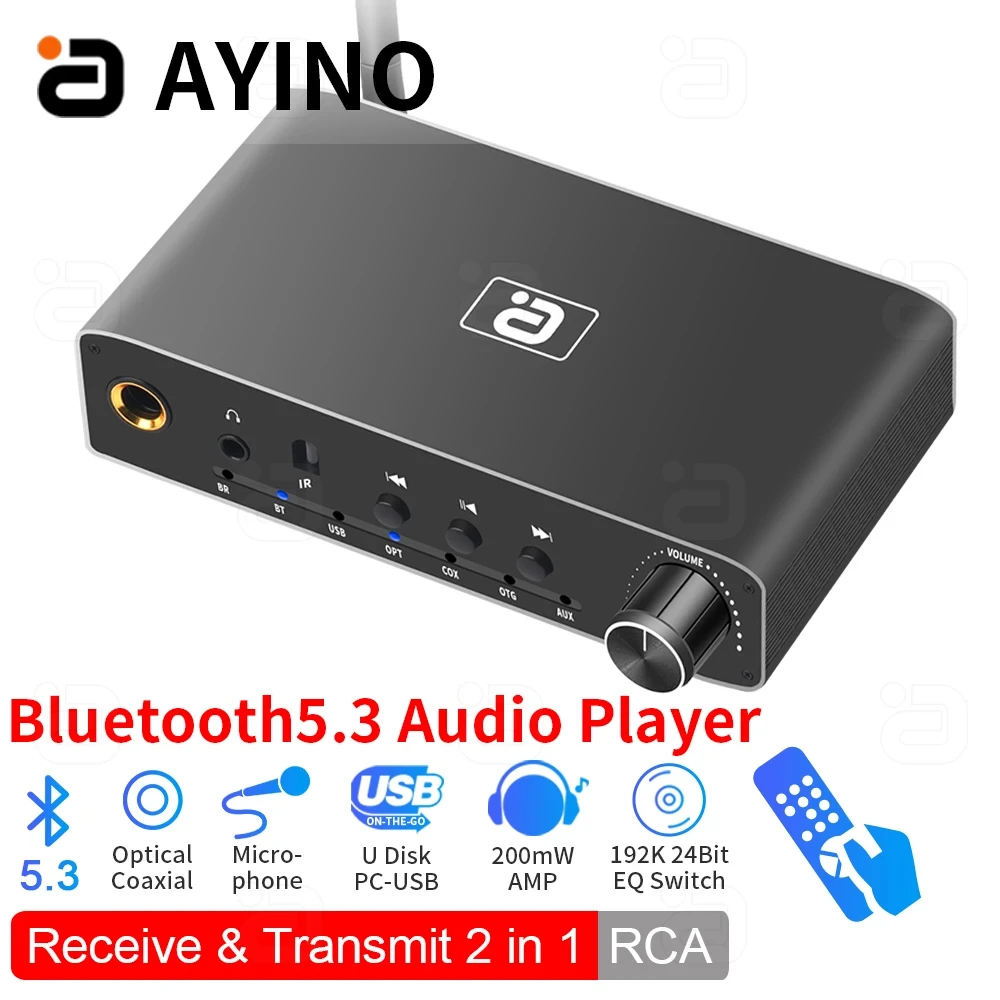 

AYINO DA310B 2In1 Bluetooth 5.3 Receiver Transmitter Coaxial Optical Digital To Analog Audio Converter PC-USB Headphone Adapter