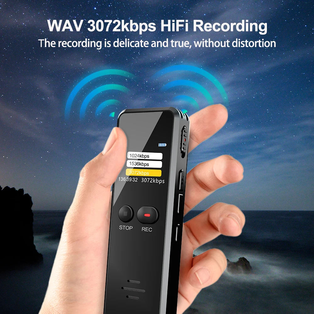 V90 Micro Digital Voice Activated Recorder Dictaphone Long Distance Audio Recording MP3 Player Noise Reduction WAV Record