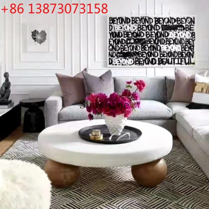 Solid wood Italian minimalist round bed and breakfast coffee table customization