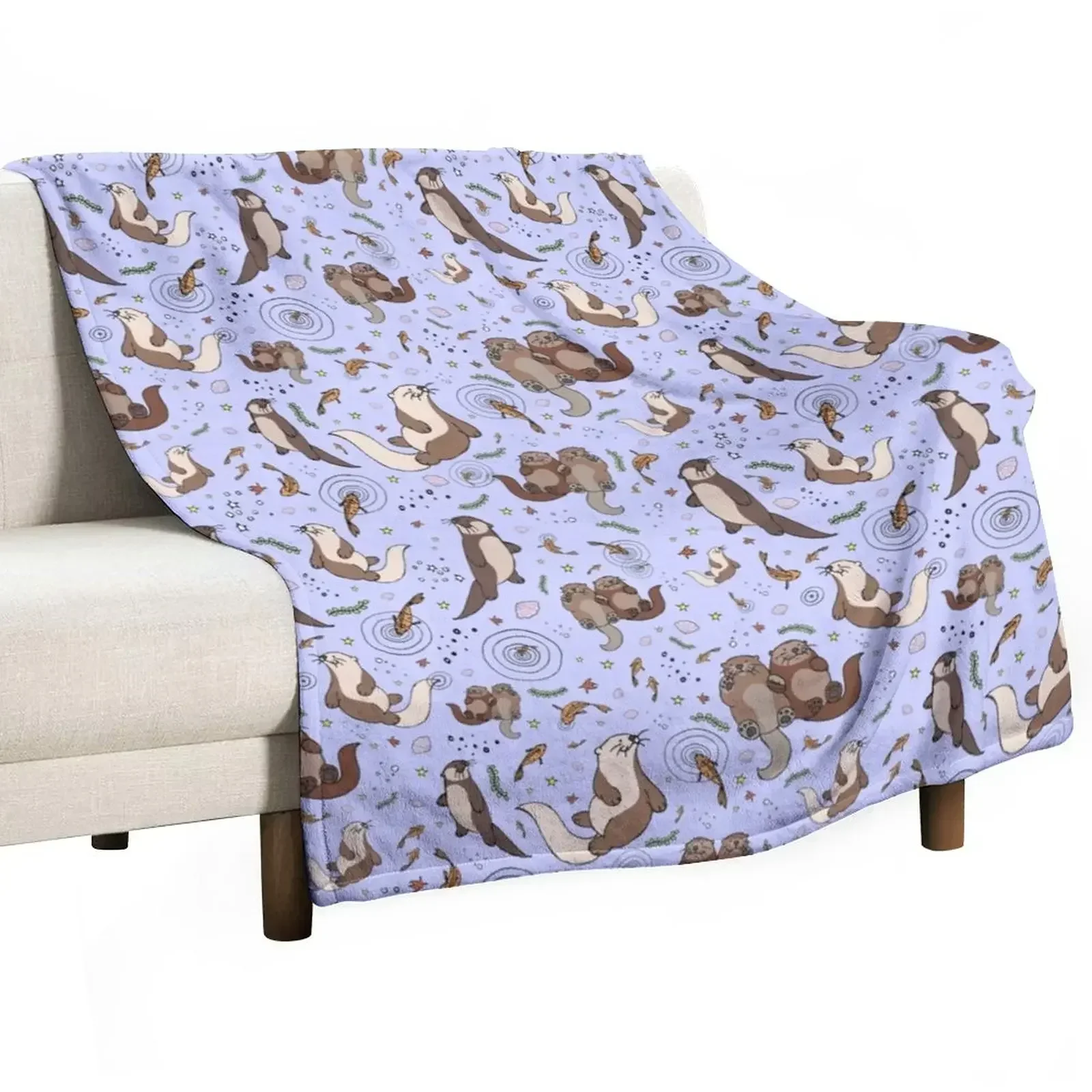 Otters in Purple Throw Blanket Bed Fashionable Sofa Blankets