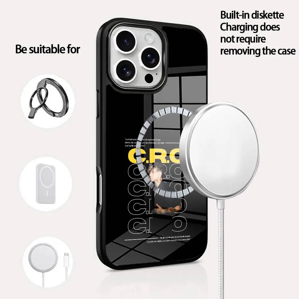 

C.R.O Crocraxker Rapper Phone Case For IPhone 16 15 14 13 12 11 Pro Max Plus Mini Magsafe Mirror Wireless Magnetic Cover