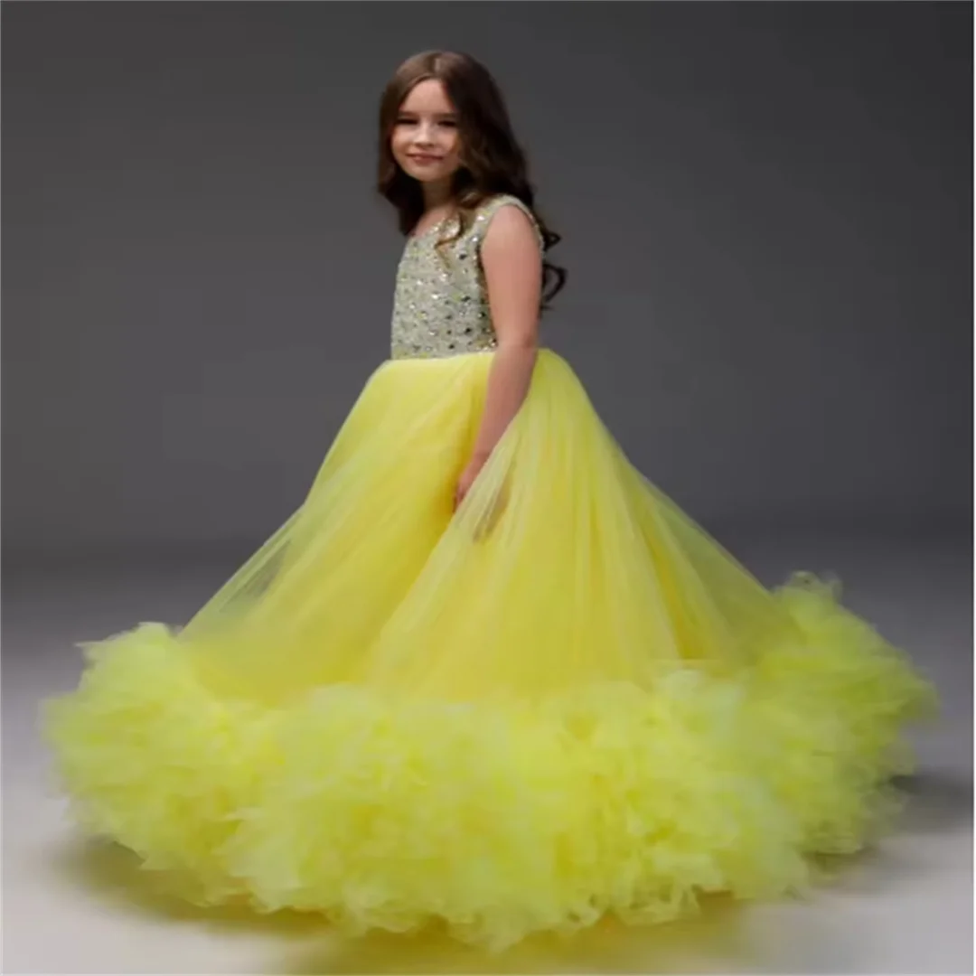 custom-luxury-flower-girl-gown-wedding-birthday-pageant-catwalk-rhinestone-yellow-tulle-kids-gown-فساتين-اطفال