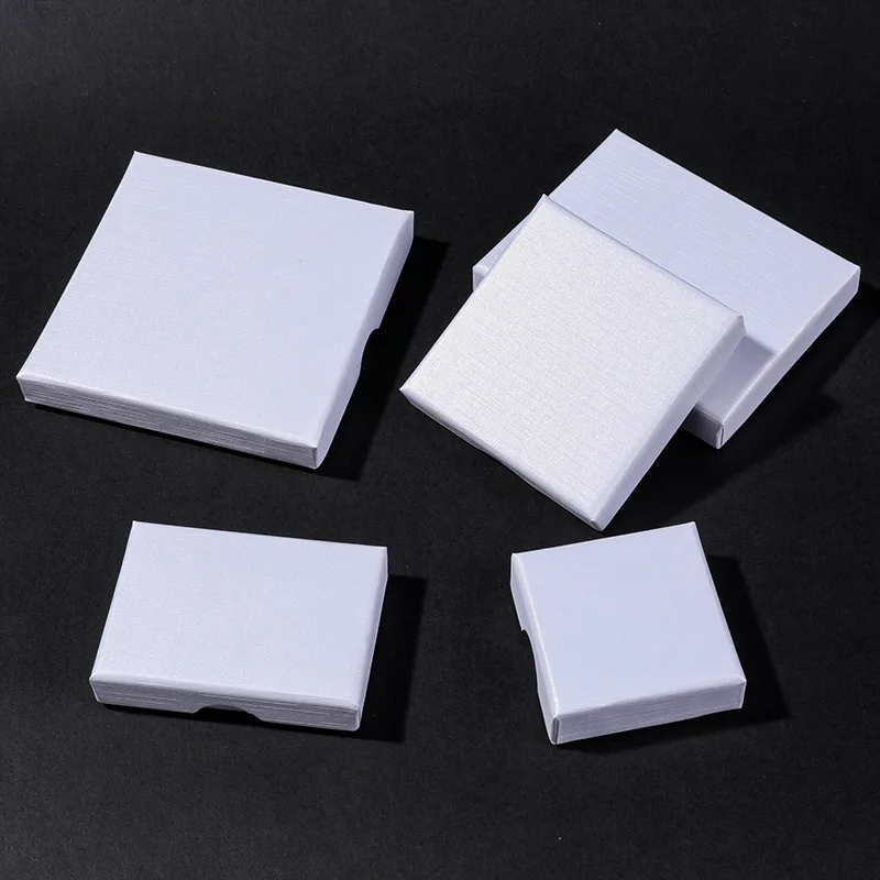 24pcs White Cardboard Jewelry Boxes Display Box for Bracelets Earrings Square Paper Holder Gift Box Classic Design DIY Handmade