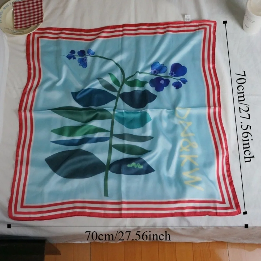 Versatile Breathable Flower Printed Scarf Spotted Dog Cat Bandana Head Scarf Satin Fabric Graceful Silk Satin Turban Neckwear image 6