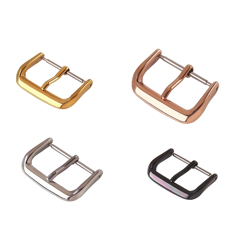 Stainless Steel Watch Pin Buckle 8/10/12/14/16/18/20/22/24mm Replace Metal Silver Black Watchbands Strap Clasp Watch Accessories