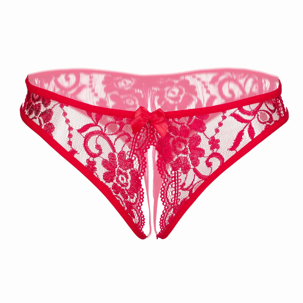 

Women's Sexy Crotchless Panties Perspective Erotic Lingerie Underwear Lace Bow Underwear Hollow Out Temptation Underpants Female