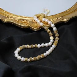 Natural Freshwater Pearl Wheel Pad Bead Bracelet Korean Style Women Luxury Jewelry Fashion Ladies and Girls Gift GN0650