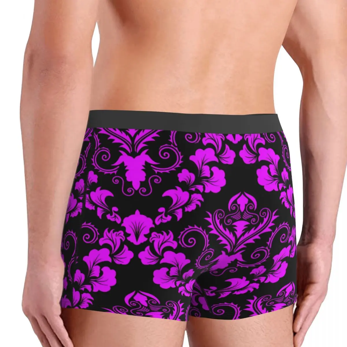 Sous-vêtements College damassés pour hommes, culottes surdimensionnées, caleçons surdimensionnés, slips doux, trunk, peintures trenky, violet, noir