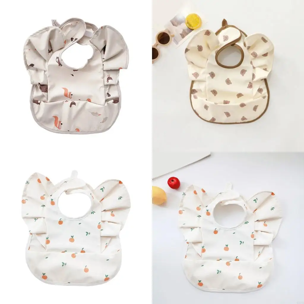 

Adorable Angel Wing Designed Baby Bib PU Water Proofing Layer Burp Cloth Easy Cleaning Feature for Infants Toddler