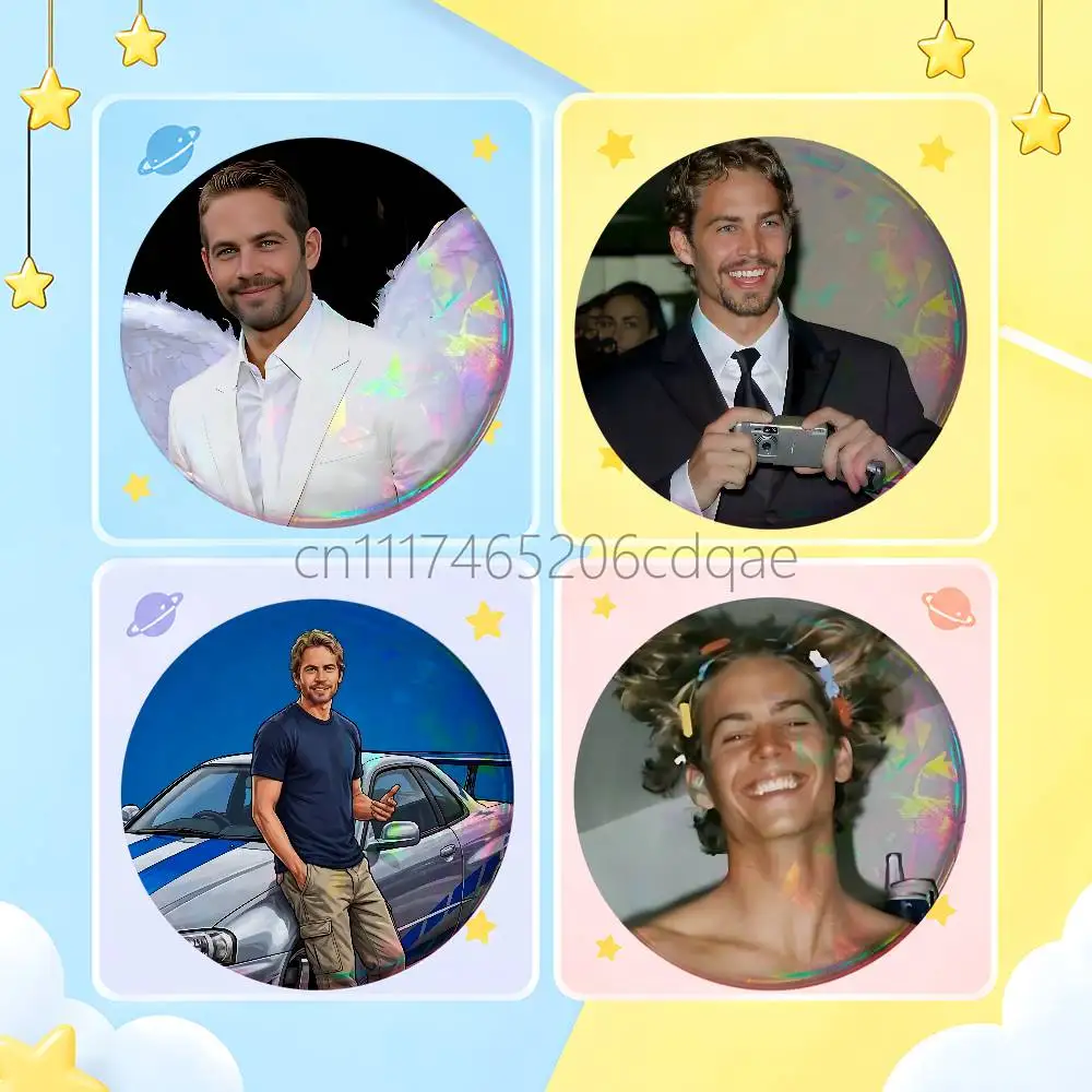 FOR Paul Walker Badges Button Round Creative Pin Brooch Badge Bag Decor Accessories Fans Collect Friends Gifts