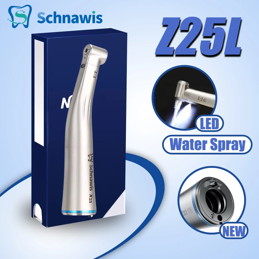 X25L contraangulo Spray Air On/Off Switch Dental 1:1 Increasing Speed Handpiece Against Contra Angle LED Optic Fiber Blue Ring