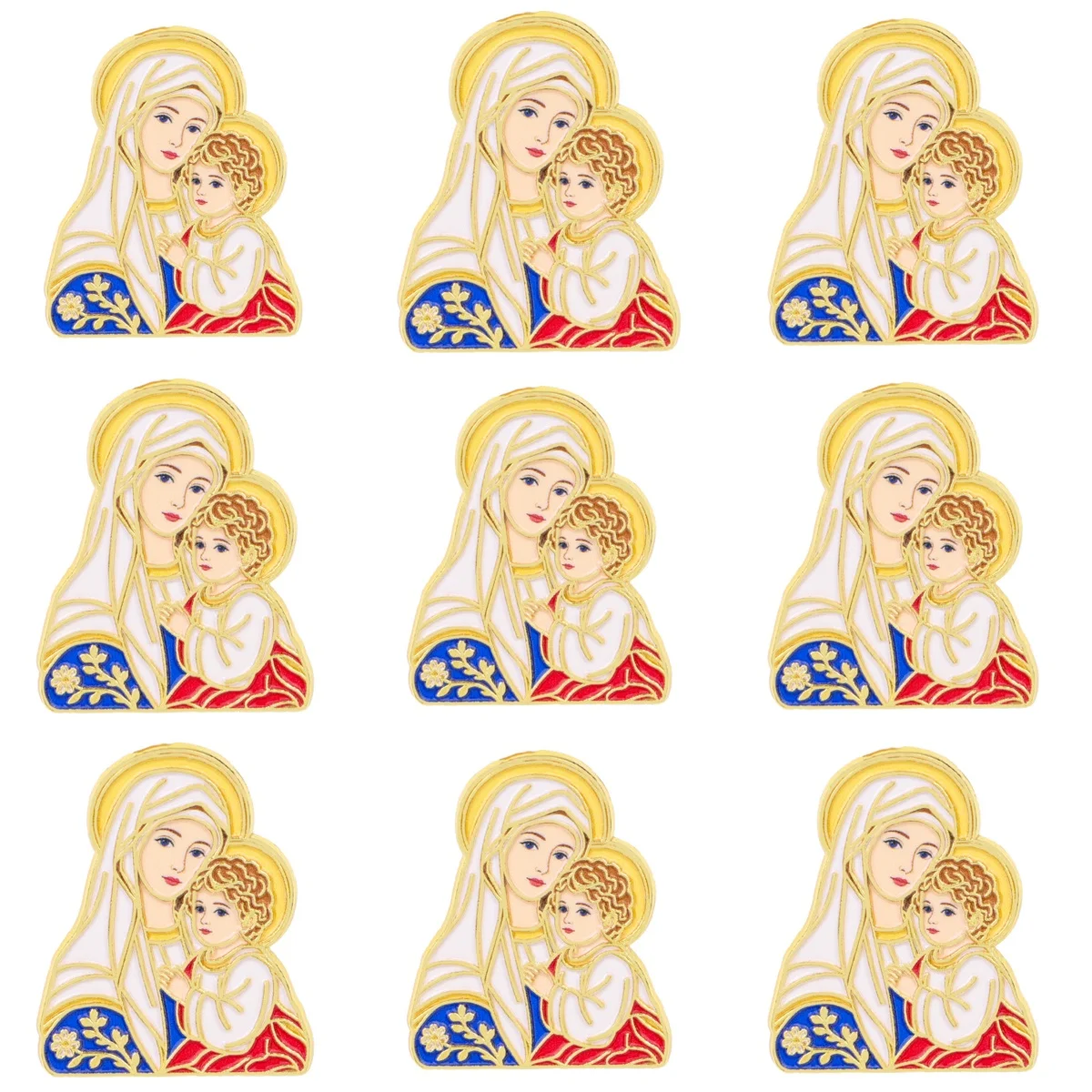 9pcs Virgin Mary And Jesus Enamel Pin Religious Brooch Catholic Faith Gift Christian Badge Vintage Religious Jewelry Decoration