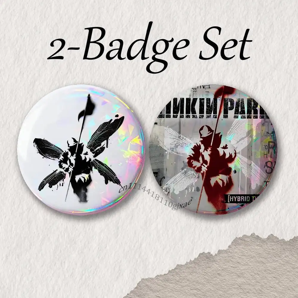 C-Chester Rock B-Bennington Brooches for Backpack Accessories 25,32,44,58,75mm Round Enamel Pins 2-piece set Cartoon Anime Badge