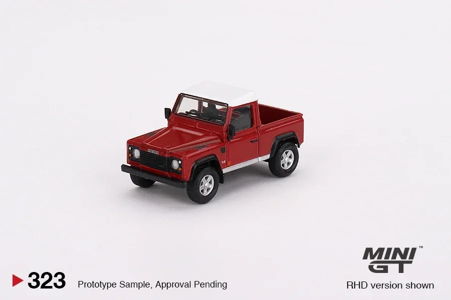 

MINIGT 1/64 Land Rover Defender 90 Pickup Masai Red MGT00323-CH автомобиль из металлического сплава, литая металлическая модель, детские игрушки для мальчиков