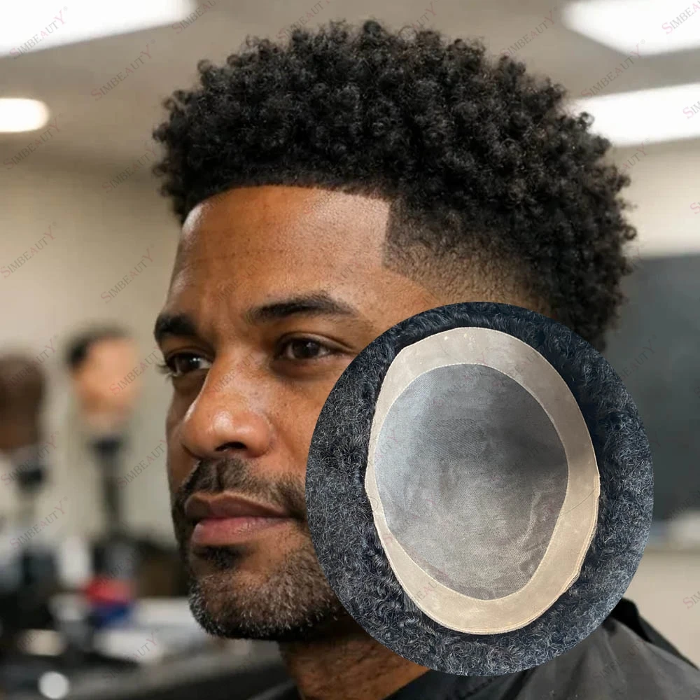 

Undetectable 6 Inches Black Men Human Hair Afro Tight Curly 4mm 6mm Hairstyle Capillary Prosthesis Black Hair Breathable Toupee