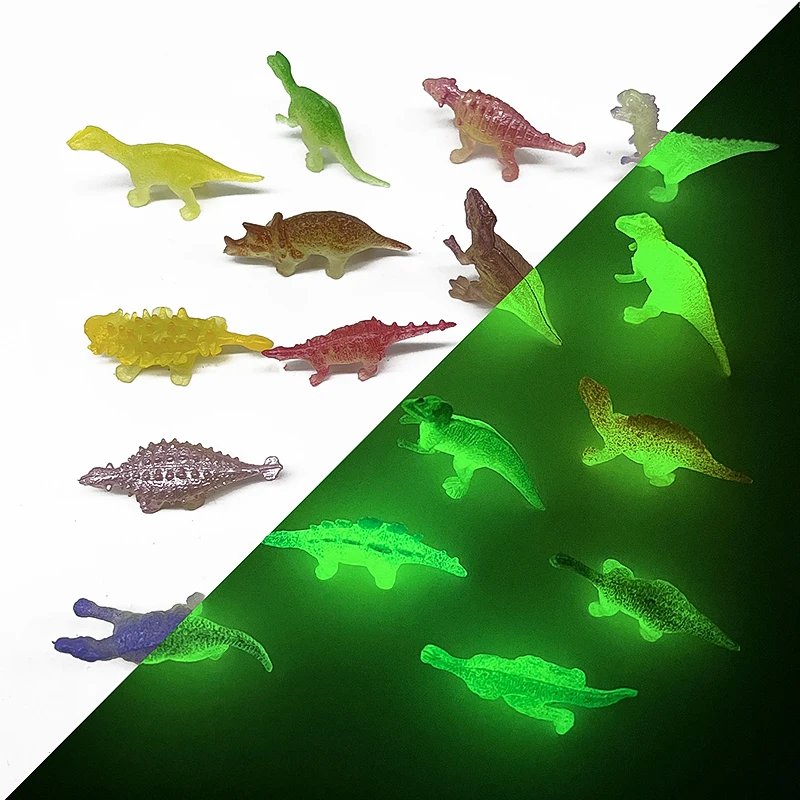 13/16pcs Mini Luminous Dinosaurs Ornaments Glow in the Dark Resin Figure Micro Landscape Ornament