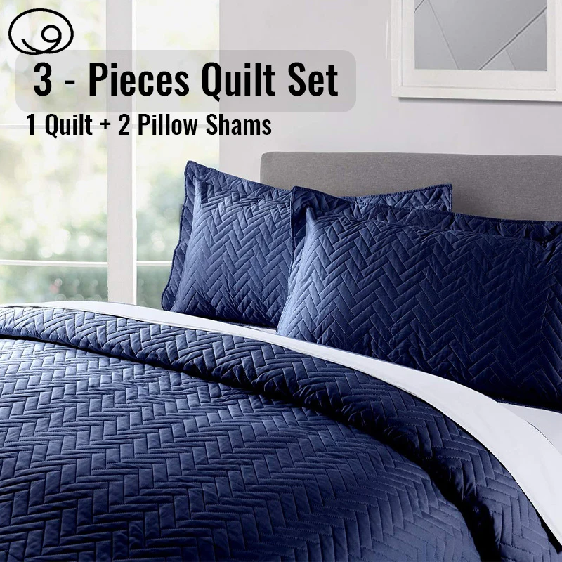 Cherryarn 2/3 Piece Piece Quilt Bedding Set, Lightweight Soft Quilt Bedspread Coverlet with Pillow Shams,Coin Pattern Quilt