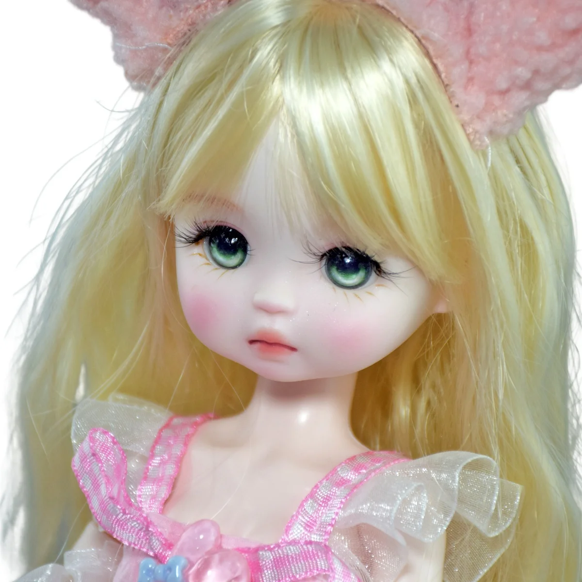 YUTOTUE 30cm Height Girl Doll Toy with Blonde Curly Hair Dress Shoes Full Set Removable