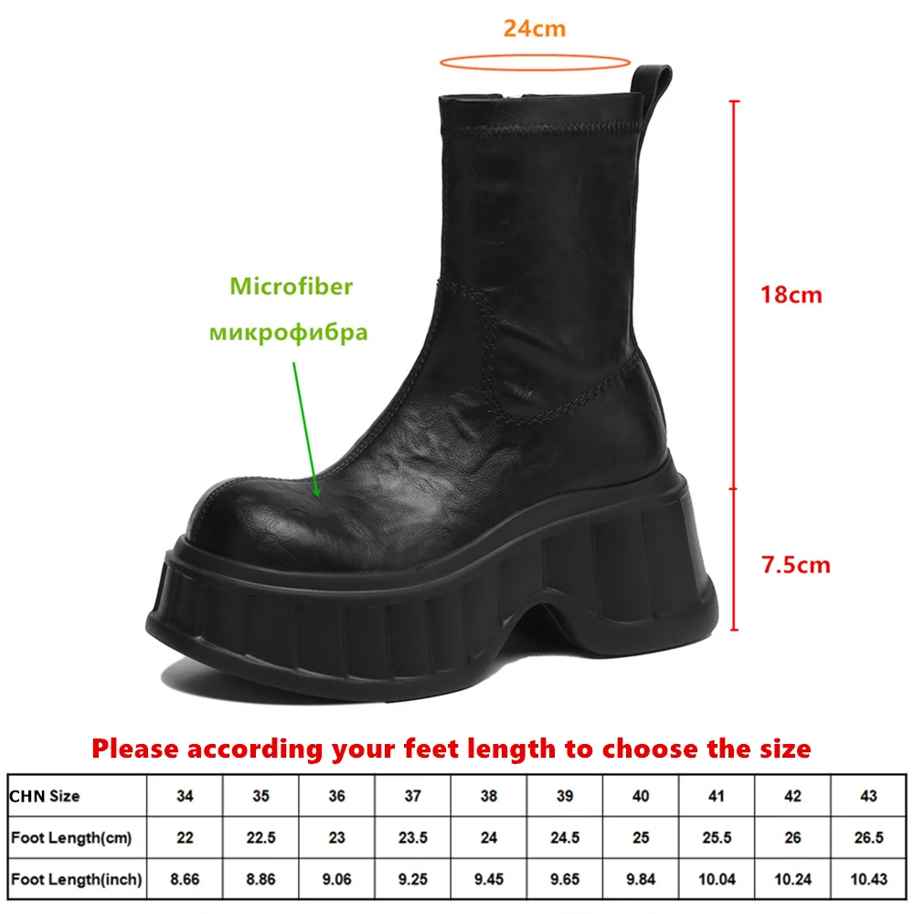 Aucegi New Autumn Winter Microfiber Leather Women Ankle Boots Platform Thick Bottom Fashion Round Toe Commuter Handmade Shoes